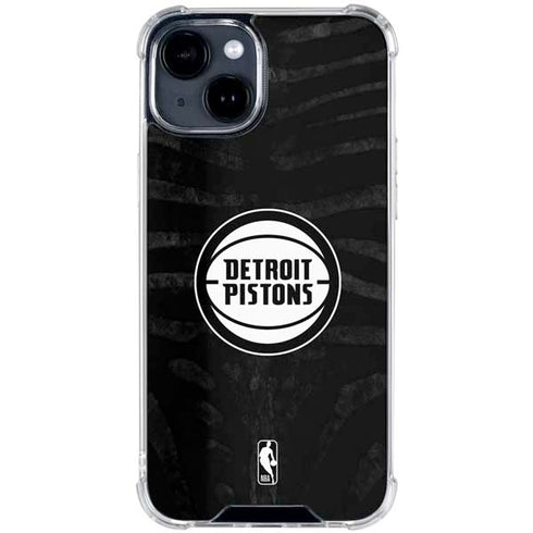 NBA Detroit Pistons Black Animal Print iPhone 15 Clear Case