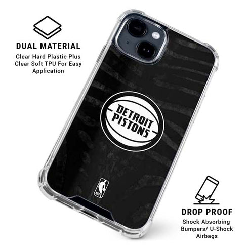 NBA Detroit Pistons Black Animal Print iPhone 15 Clear Case