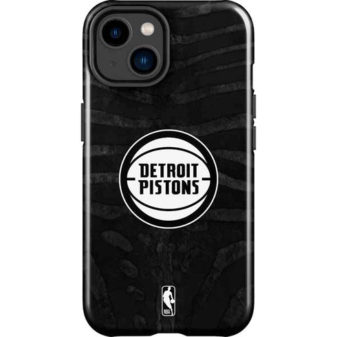 NBA Detroit Pistons Black Animal Print iPhone 15 Impact Case