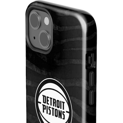 NBA Detroit Pistons Black Animal Print iPhone 15 Impact Case