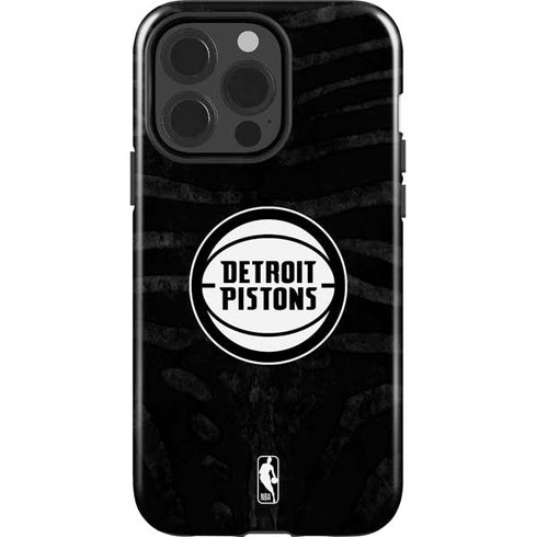 NBA Detroit Pistons Black Animal Print iPhone 15 Pro Impact Case