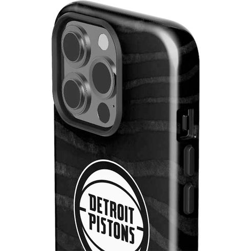 NBA Detroit Pistons Black Animal Print iPhone 15 Pro Impact Case