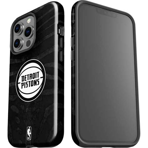 NBA Detroit Pistons Black Animal Print iPhone 15 Pro Impact Case