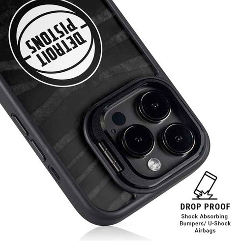 NBA Detroit Pistons Black Animal Print iPhone 15 Pro Kickstand Case