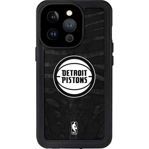 NBA Detroit Pistons Black Animal Print iPhone 15 Pro Waterproof Case