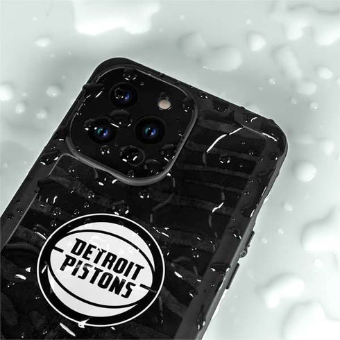 NBA Detroit Pistons Black Animal Print iPhone 15 Pro Waterproof Case