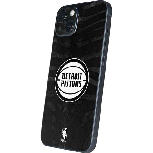 NBA Detroit Pistons Black Animal Print iPhone 15 Skin