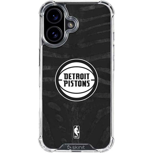 NBA Detroit Pistons Black Animal Print iPhone 16 Clear Case