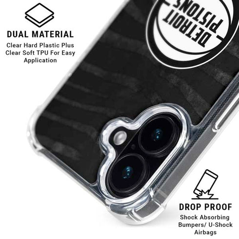 NBA Detroit Pistons Black Animal Print iPhone 16 Clear Case