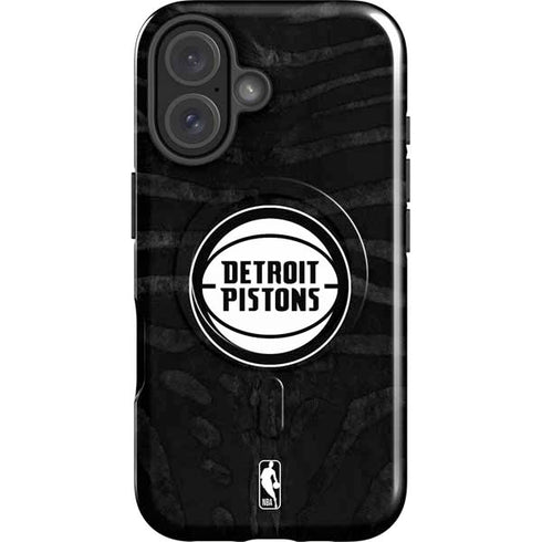 NBA Detroit Pistons Black Animal Print iPhone 16 Magsafe Impact Case