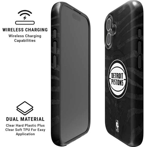 NBA Detroit Pistons Black Animal Print iPhone 16 Magsafe Impact Case