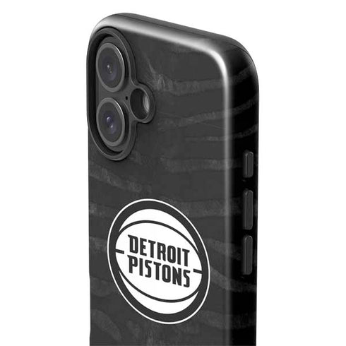 NBA Detroit Pistons Black Animal Print iPhone 16 Plus Impact Case