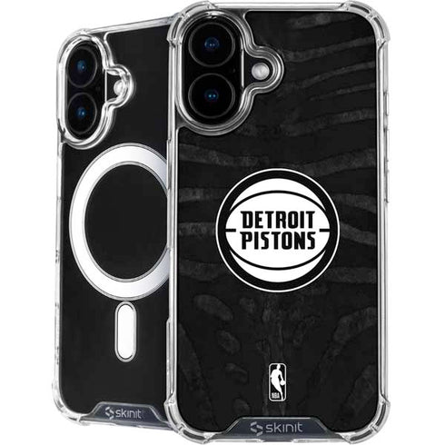 NBA Detroit Pistons Black Animal Print iPhone 16 Plus MagSafe Case
