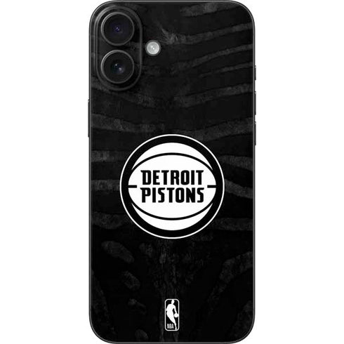 NBA Detroit Pistons Black Animal Print iPhone 16 Plus Skin
