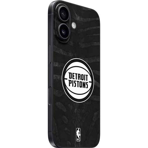 NBA Detroit Pistons Black Animal Print iPhone 16 Plus Skin