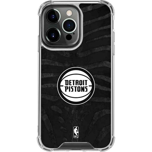 NBA Detroit Pistons Black Animal Print iPhone 16 Pro Clear Case