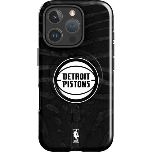 NBA Detroit Pistons Black Animal Print iPhone 16 Pro Magsafe Impact Case