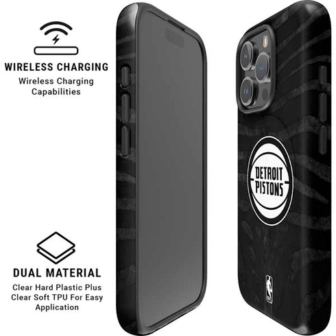 NBA Detroit Pistons Black Animal Print iPhone 16 Pro Magsafe Impact Case
