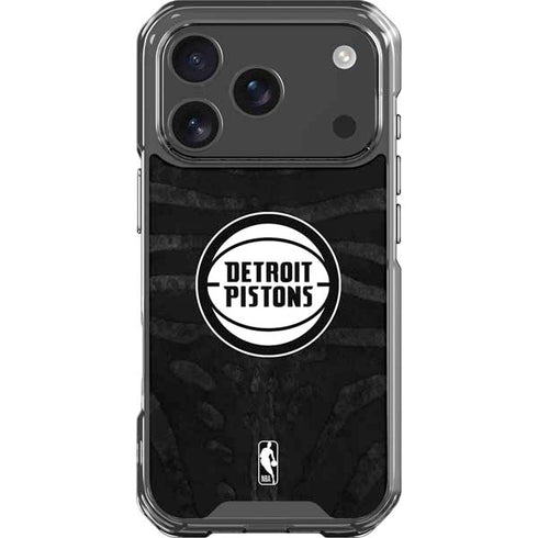 NBA Detroit Pistons Black Animal Print iPhone 17 Pro Clear Case