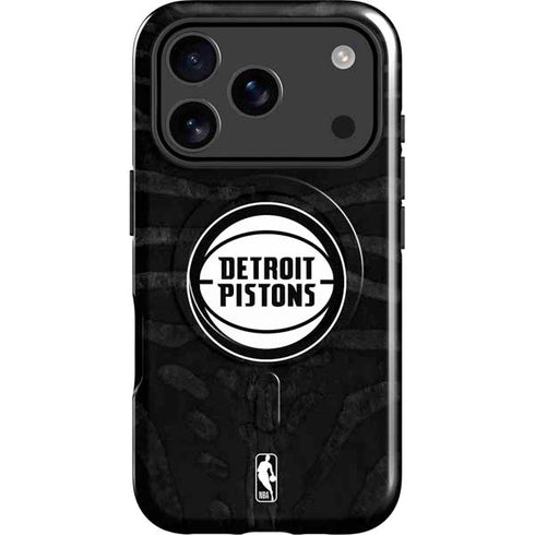 NBA Detroit Pistons Black Animal Print iPhone 17 Pro Magsafe Impact Case
