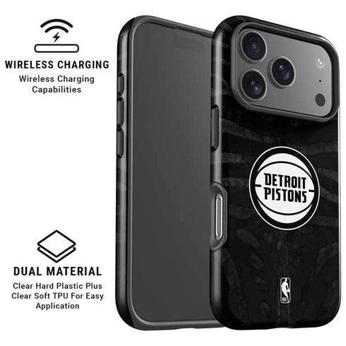 NBA Detroit Pistons Black Animal Print iPhone 17 Pro Magsafe Impact Case