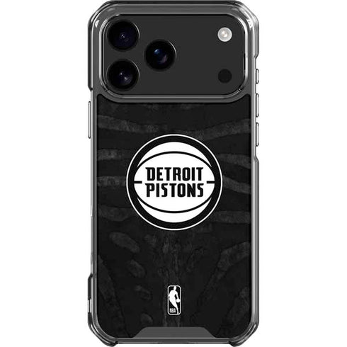 NBA Detroit Pistons Black Animal Print iPhone 17 Pro Max Clear Case