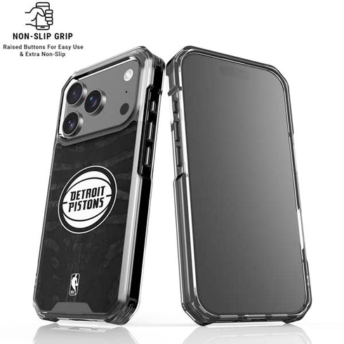 NBA Detroit Pistons Black Animal Print iPhone 18 Pro Clear Case