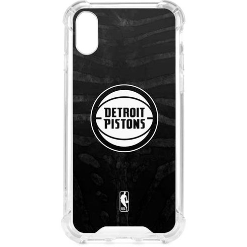 NBA Detroit Pistons Black Animal Print iPhone XS Clear Case