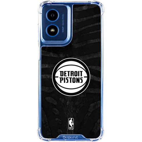 NBA Detroit Pistons Black Animal Print Moto G Play 4G (2024) Clear Case
