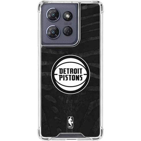 NBA Detroit Pistons Black Animal Print Moto G Power 5G (2025) Clear Case