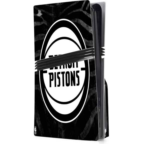 NBA Detroit Pistons Black Animal Print PS5 Pro Disk Console Skin