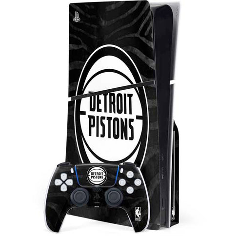 NBA Detroit Pistons Black Animal Print PlayStation PS5 Skins