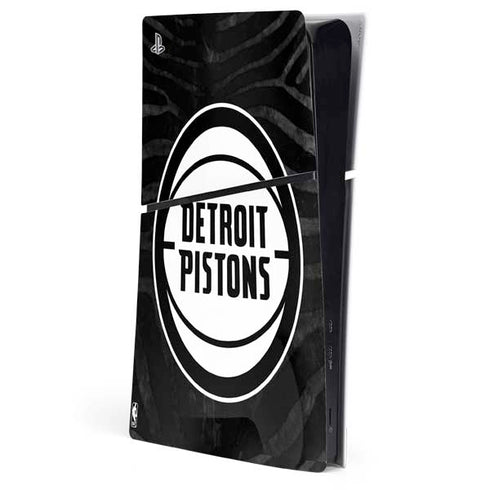 NBA Detroit Pistons Black Animal Print PS5 Slim Digital Edition Console Skin