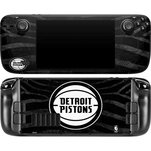 NBA Detroit Pistons Black Animal Print Steam Deck Handheld Gaming Computer OLED Skin