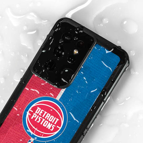 NBA Detroit Pistons Canvas Galaxy S24 Ultra Waterproof Case
