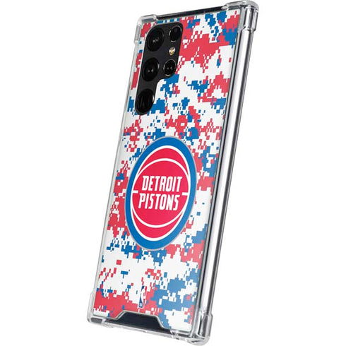 NBA Detroit Pistons Digi Camo Galaxy S23 Ultra Clear Case