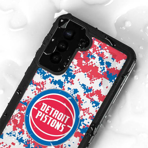 NBA Detroit Pistons Digi Camo Galaxy S24 Plus Waterproof Case