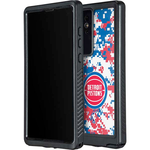 NBA Detroit Pistons Digi Camo Galaxy S24 Ultra Waterproof Case