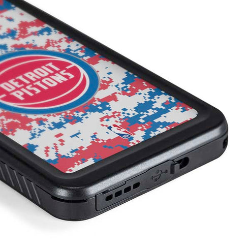 NBA Detroit Pistons Digi Camo Galaxy S24 Waterproof Case