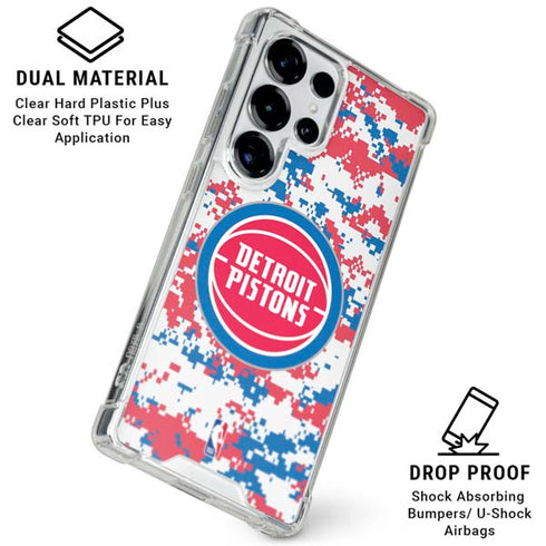NBA Detroit Pistons Digi Camo Galaxy S25 Ultra Clear Case