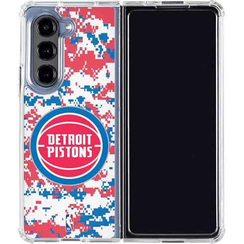 NBA Detroit Pistons Digi Camo Galaxy Z Fold5 5G Clear Case