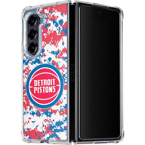 NBA Detroit Pistons Digi Camo Galaxy Z Fold5 5G Clear Case