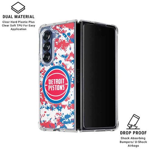 NBA Detroit Pistons Digi Camo Galaxy Z Fold6 Clear Case