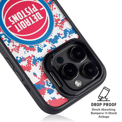 NBA Detroit Pistons Digi Camo iPhone 14 Pro Kickstand Case