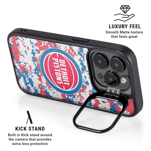 NBA Detroit Pistons Digi Camo iPhone 14 Pro Max Kickstand Case
