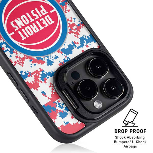 NBA Detroit Pistons Digi Camo iPhone 14 Pro Max Kickstand Case