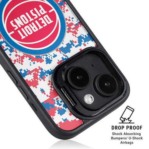 NBA Detroit Pistons Digi Camo iPhone 15 Kickstand Case