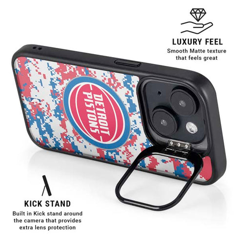 NBA Detroit Pistons Digi Camo iPhone 15 Plus Kickstand Case