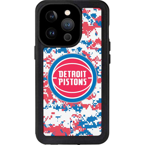 NBA Detroit Pistons Digi Camo iPhone 15 Pro Waterproof Case