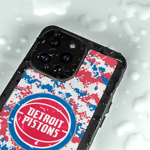 NBA Detroit Pistons Digi Camo iPhone 15 Pro Waterproof Case